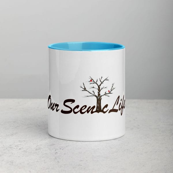 OUR SCENIC LIFE-WHITE CERAMIC MUG WITH COLOR INSIDE BLUE 11OZ FRONT 63EE731EB290E